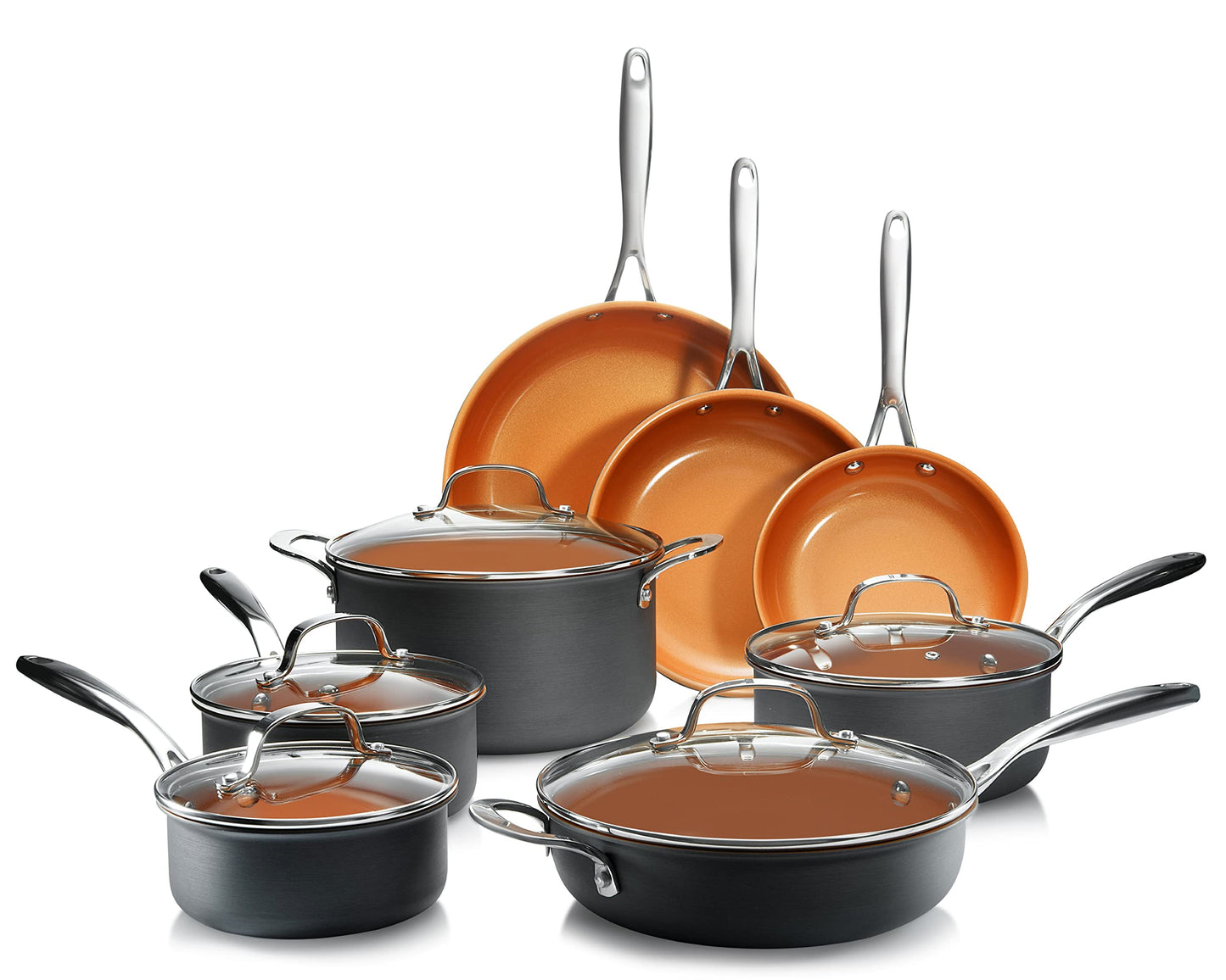 Gotham Steel Professional – Hard Anodized Nonstick Pots and Pans Set - 13 Piece Premium Cookware Set with Ultimate Nonstick Ceramic & Titanium Coating, Oven & Dishwasher Safe