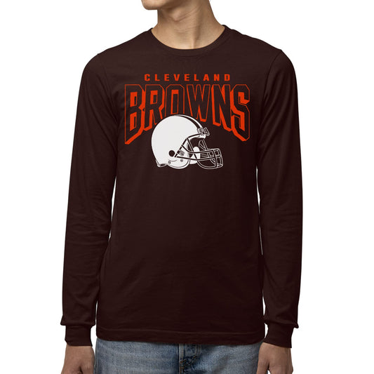 Junk Food Clothing x NFL - Cleveland Browns - Bold Logo - Unisex Adult Long Sleeve T-Shirt for Men and Women - Size Small