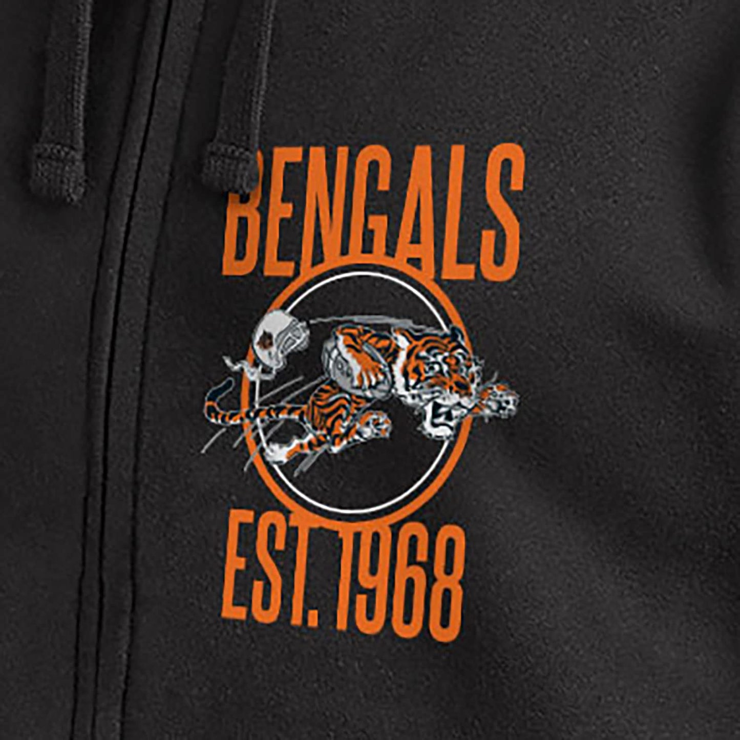 Junk Food Standard Soft Full Zip Hooded Fleece, Unisex Fit, Cincinnati Bengals-Black, Large