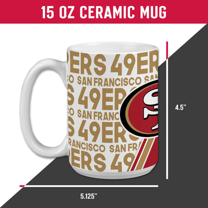 Rico Industries NFL Football San Francisco 49ers 15 oz White Ceramic Coffee Mug for NFL Fans