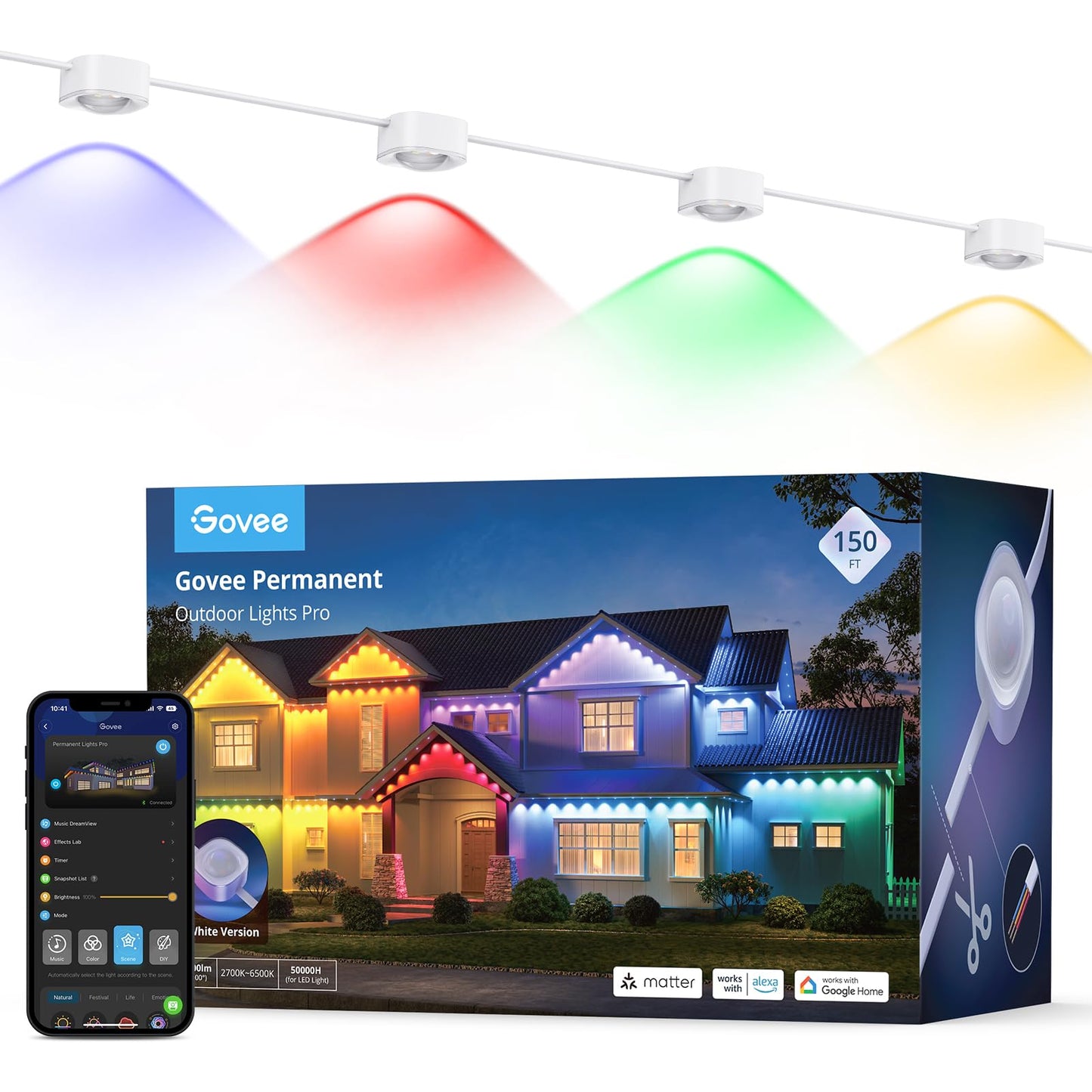 Govee Permanent Outdoor Lights Pro，150ft White Version