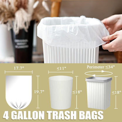 Small Trash Bags 4 Gallon - 100 Count 4 Gallon Trash Bag, Small Garbage Bags for Office Bedroom Bathroom Trash Bags, White 4 Gal Small Trash Can Liners