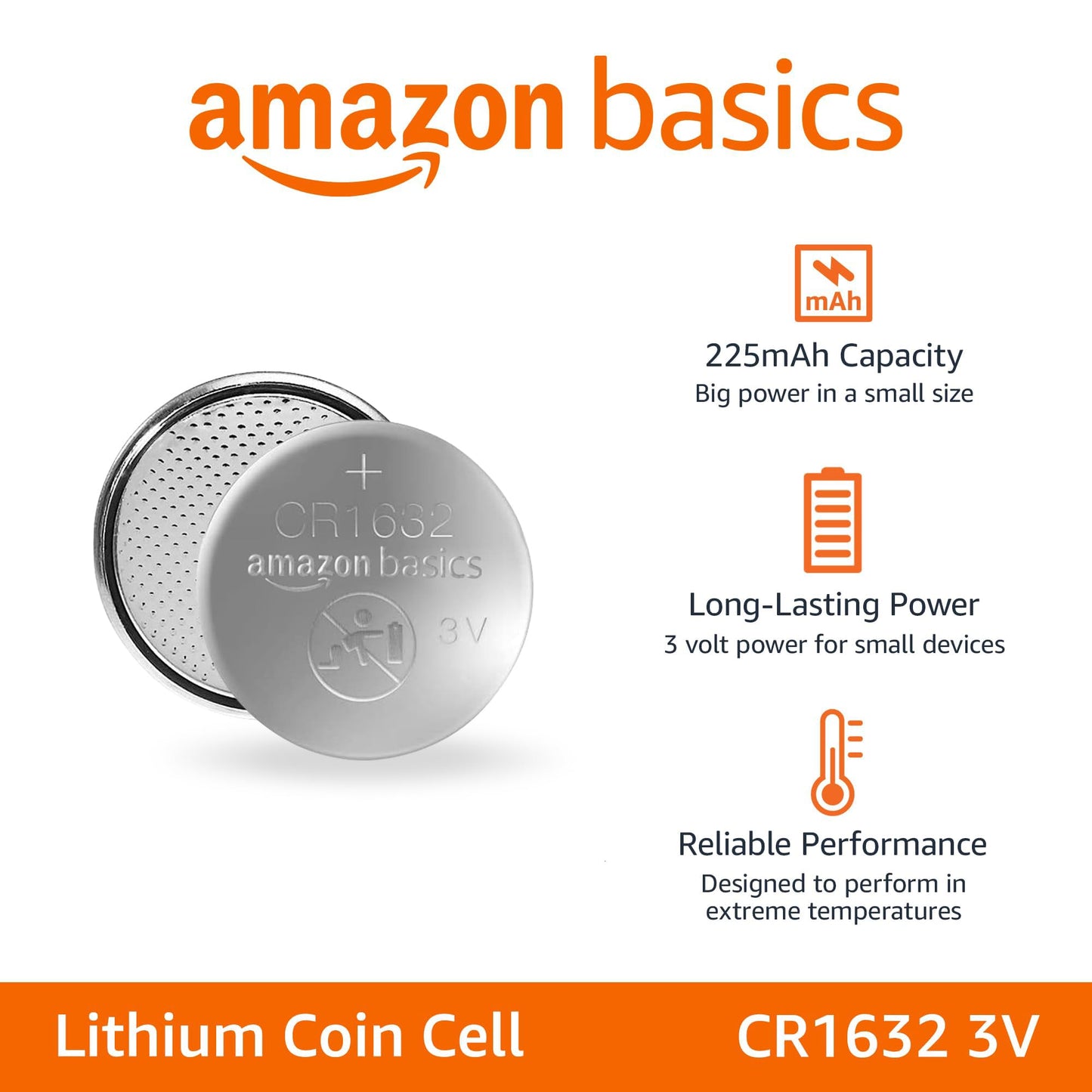 Amazon Basics 4-Pack CR1632 Lithium Coin Cell Battery, 3 Volt, Long Lasting Power, Mercury-Free