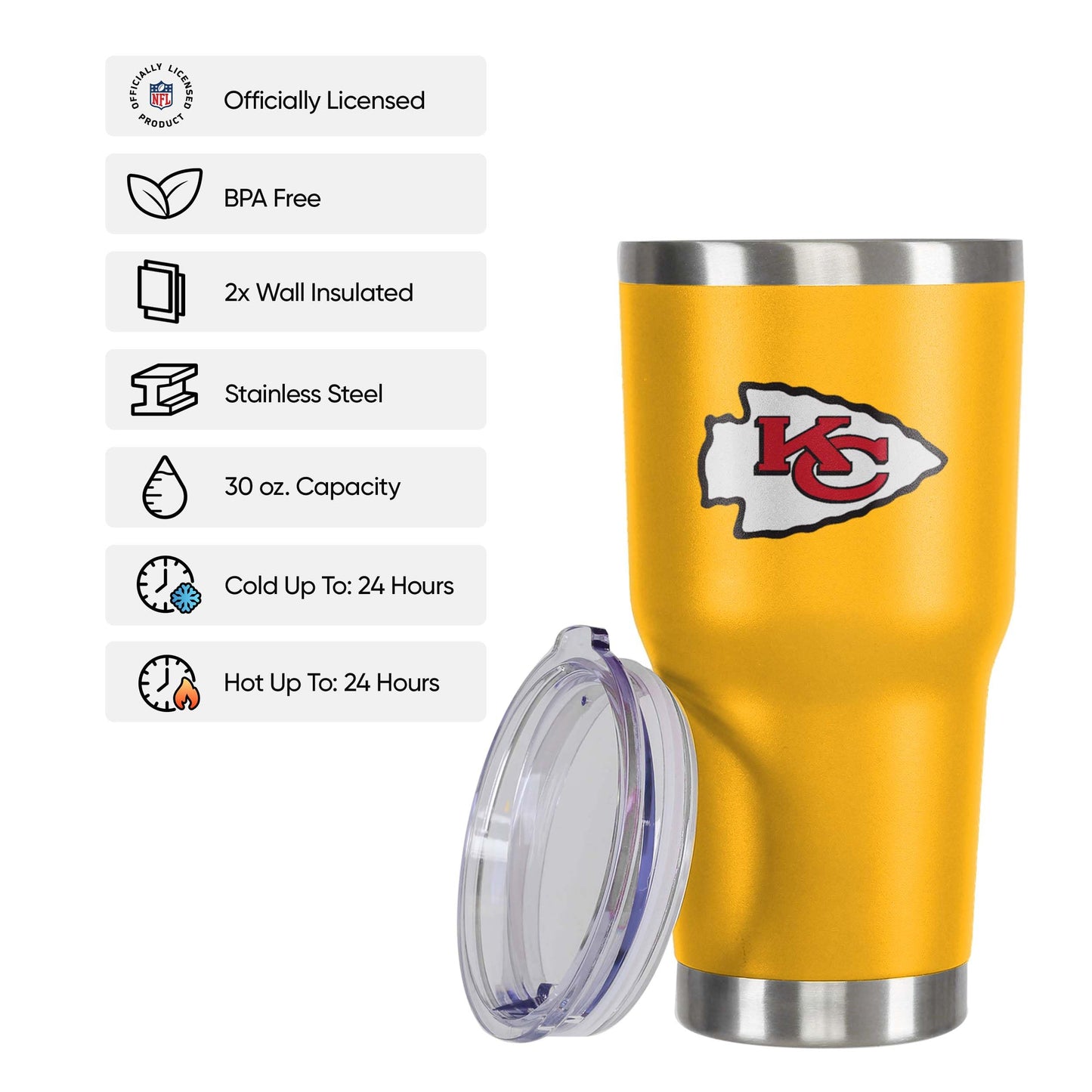 FOCO Kansas City Chiefs NFL Team Logo 30 oz Tumbler - Yellow