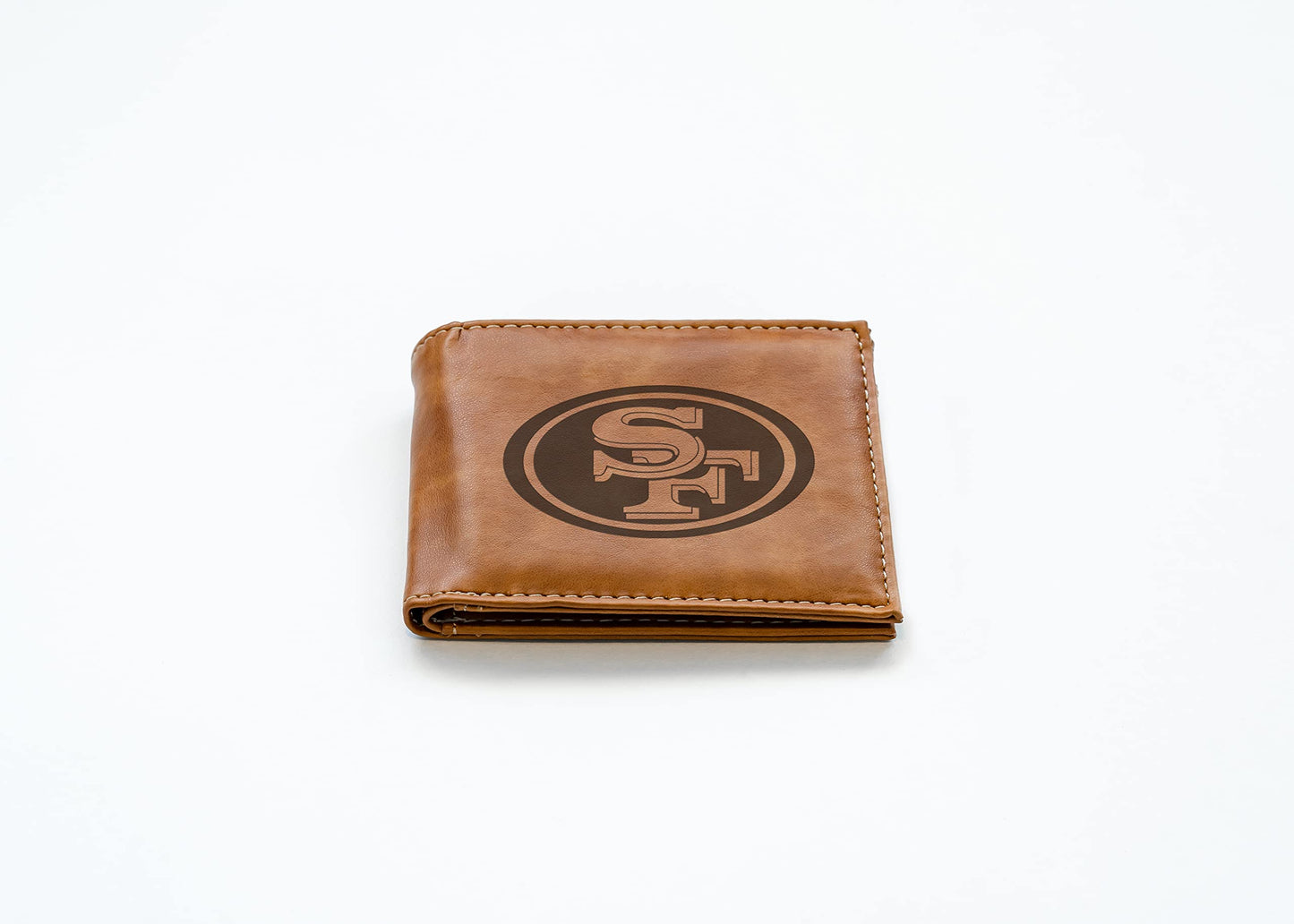 Rico Industries Unisex Laser Engraved Billfold Wallet,Lightweight, San Francisco 49ers Brown