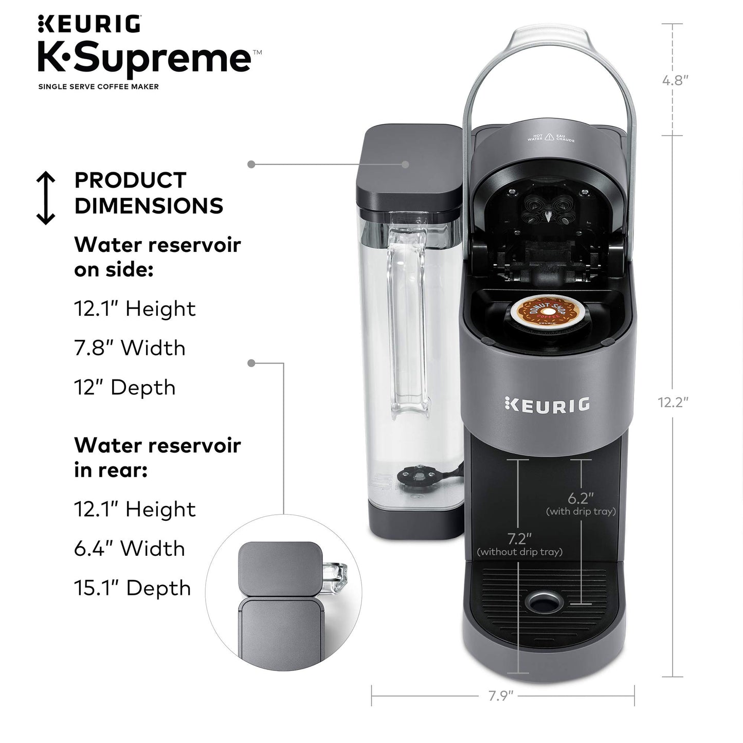 Keurig® K-Supreme Single Serve K-Cup Pod Coffee Maker, MultiStream Technology, Gray