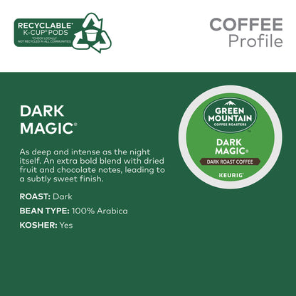 Green Mountain Coffee Roasters Dark Magic Keurig Single-Serve K-Cup Pods, Dark Roast Coffee, 72 Count (6 Packs of 12)