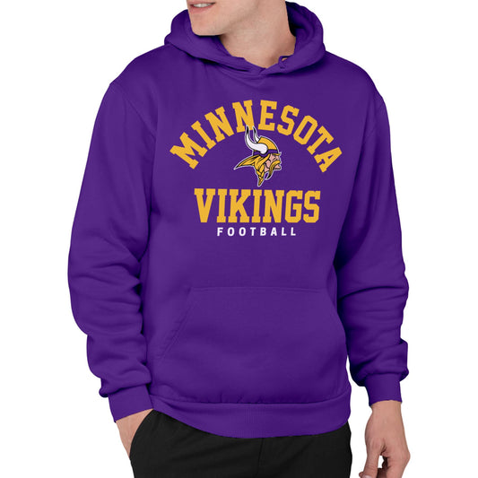 Junk Food Clothing x NFL - Minnesota Vikings - Classic Team Logo - Unisex Adult Pullover Fleece Hoodie for Men and Women - Size Large , Purple