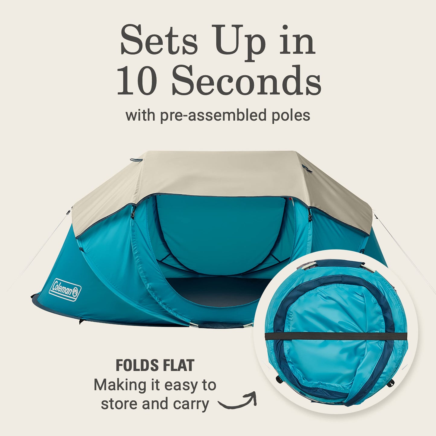 Coleman Pop-Up Camping Tent with Instant Setup, for 2/4 People