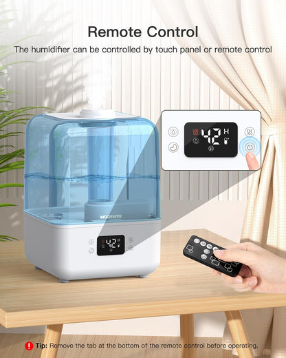 MORENTO Humidifiers for Bedroom, 4.5L Top Fill Humidifiers for Large Room, Cool Mist Humidifiers for Home, Auto Shut-Off, Humidity Setting, Last up to 50Hrs with Night Light, White, 1 Pack