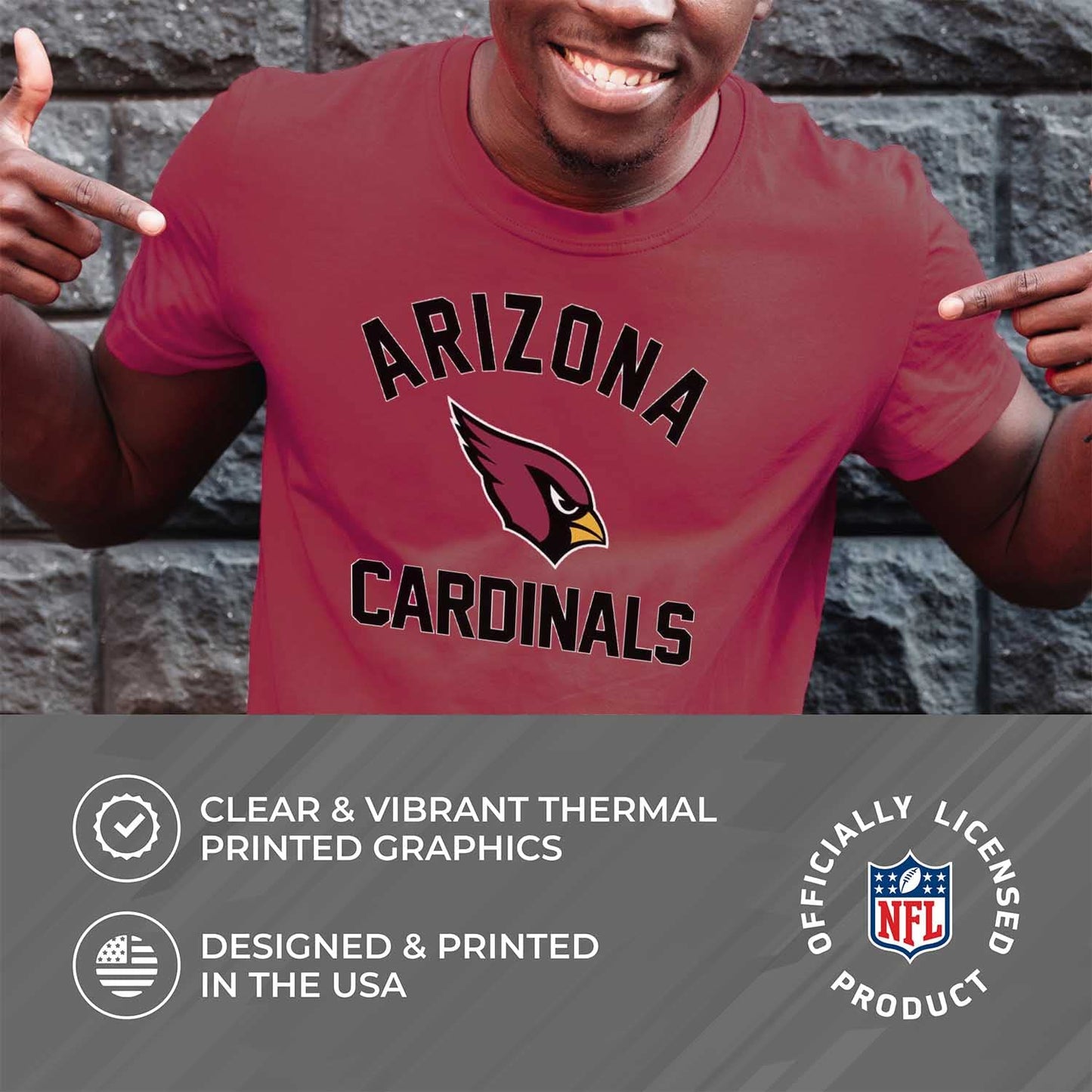 Team Fan Apparel NFL Adult Gameday T-Shirt - Cotton Blend - Tagless - Semi-Fitted - Unleash Your Team Spirit During Game Day (Arizona Cardinals - Red, Adult Medium)