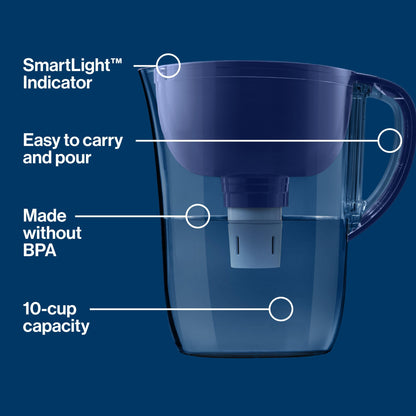 Brita Everyday Elite Water Filter Pitcher, BPA-Free Water Pitcher, Replaces 1,800 Plastic Water Bottles a Year, Lasts Six Months or 120 Gallons, Includes 1 Filter, Kitchen Accessories, Large - 10-Cup