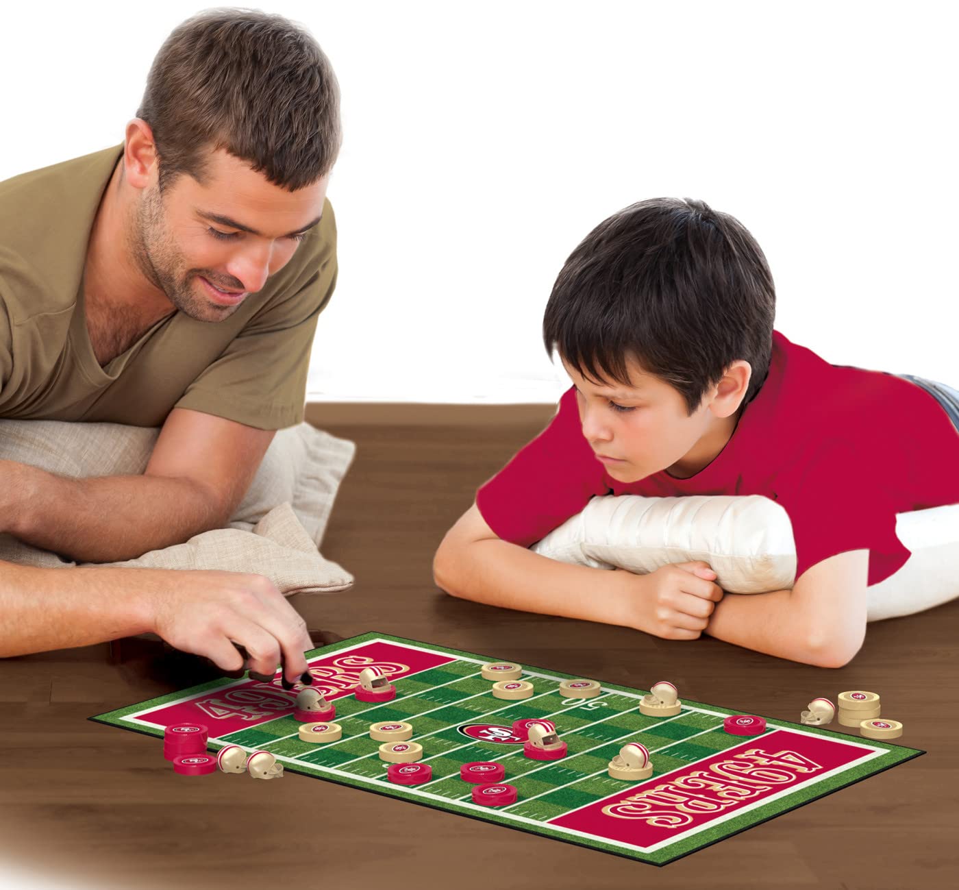 MasterPieces Family Game - NFL San Francisco 49ers Checkers - Officially Licensed Board Game for Kids & Adults, 13" x 21"