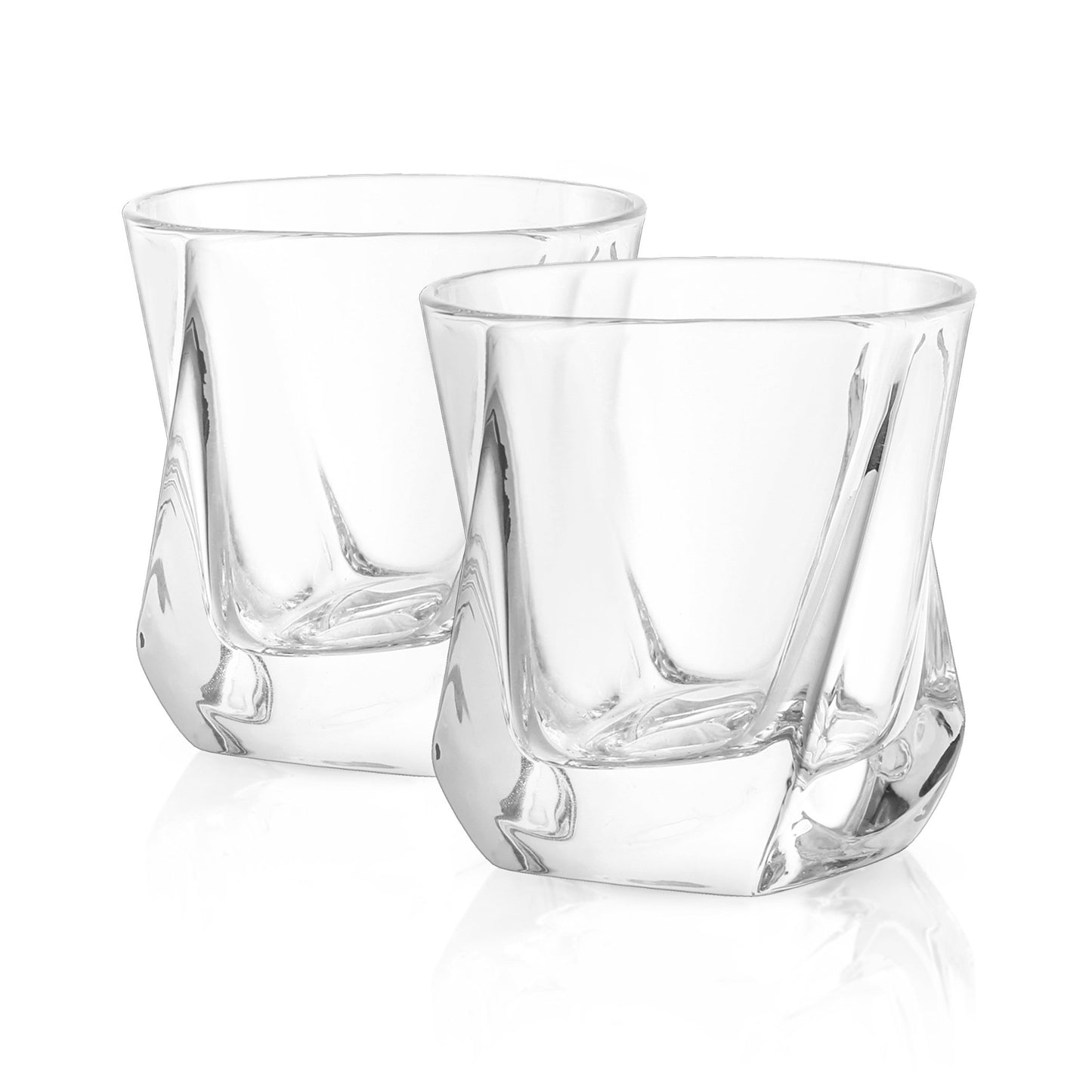 JoyJolt Aurora Crystal Whiskey Glass – Twisted Whiskey Glasses - Set of 2 Old Fashioned Liquor Glasses – Crystal Scotch Whisky Glasses for Bourbon – 8.10 ounces Whiskey Drinking Glasses