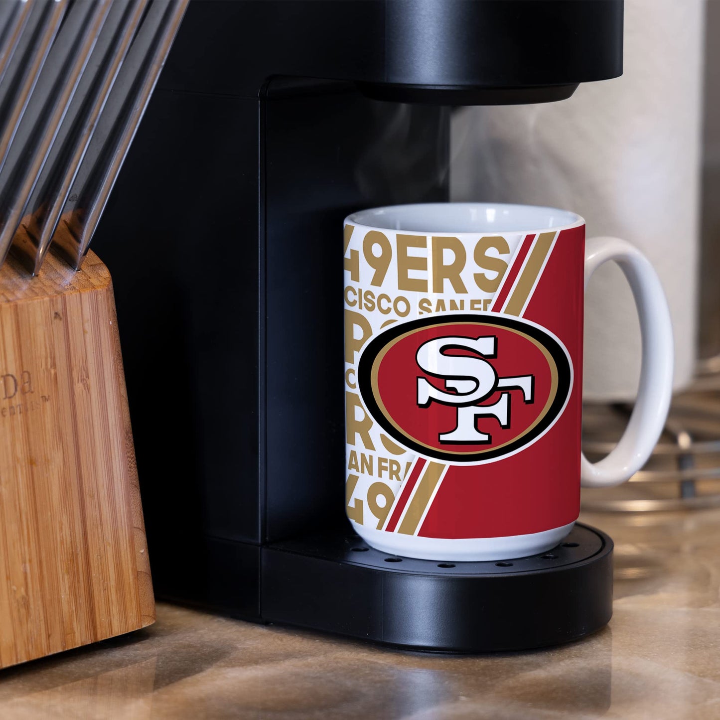 Rico Industries NFL Football San Francisco 49ers 15 oz White Ceramic Coffee Mug for NFL Fans