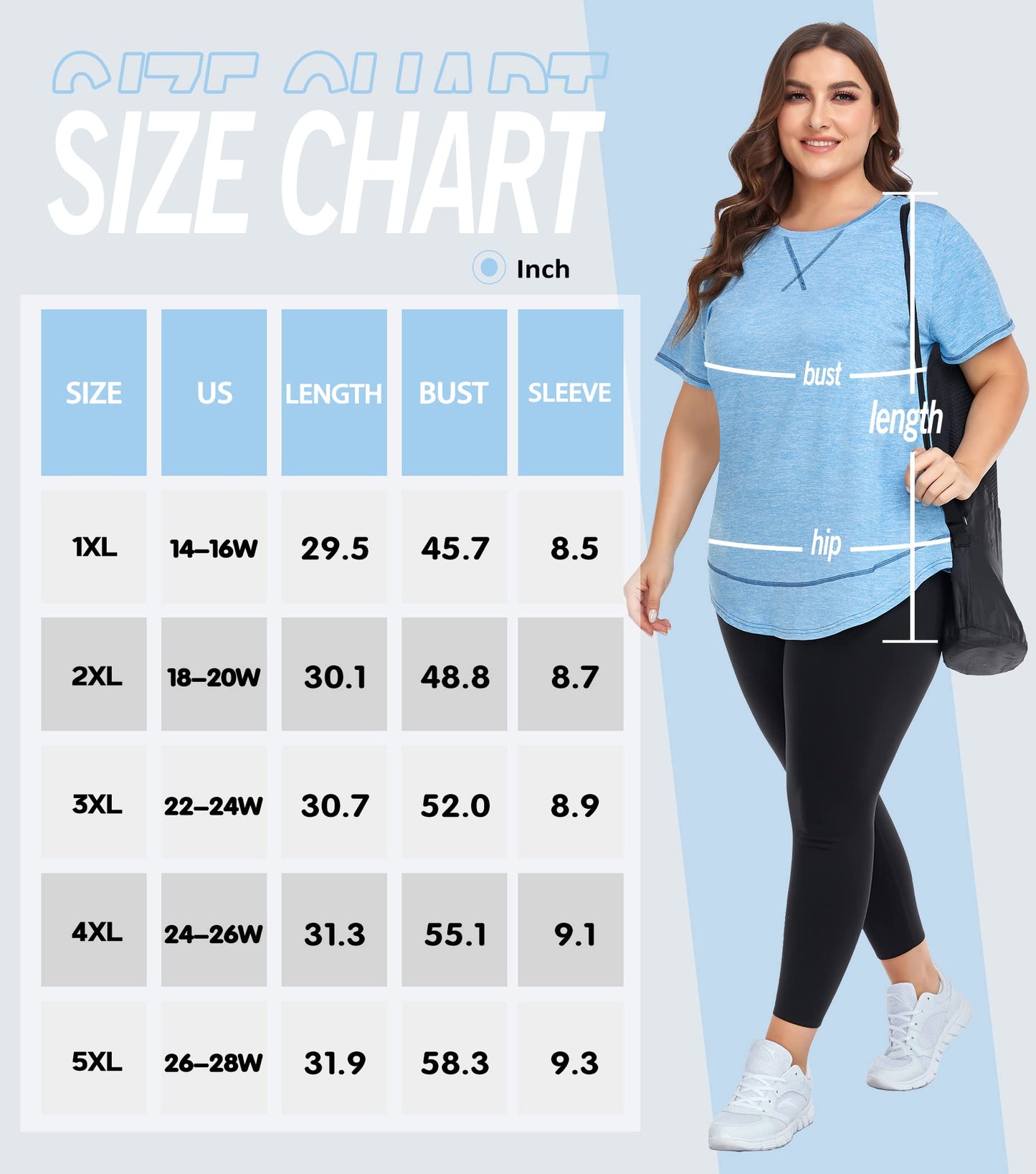 COOTRY Plus Size Workout Tops for Women Short Sleeve Loose fit Shirts Athletic Gym Yoga Clothing Short Blue 1XL