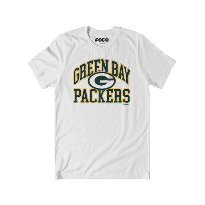 FOCO Green Bay Packers Arched Wordmark White T-Shirt - Large