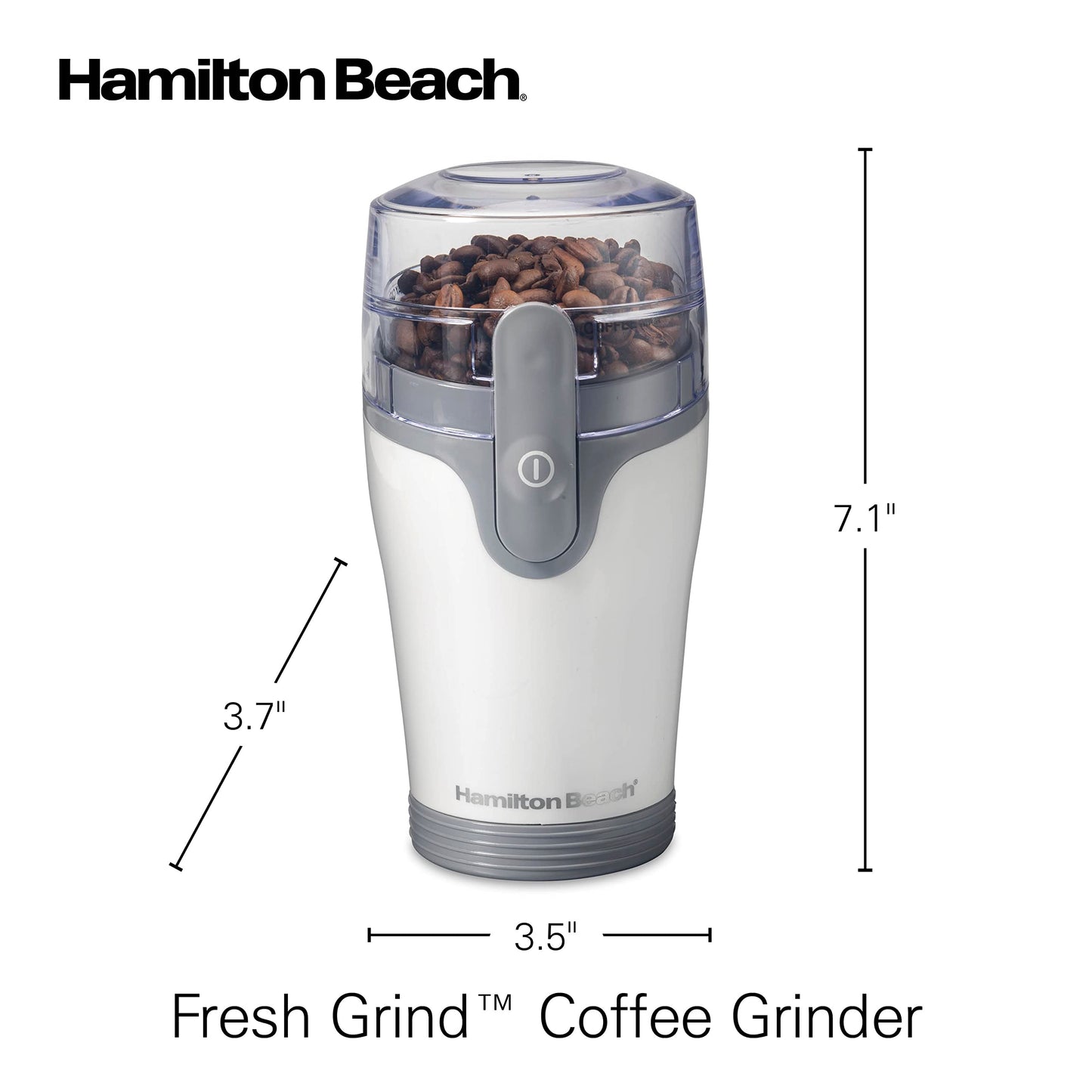 Hamilton Beach Fresh Grind Electric Coffee Grinder for Beans, Spices and More, Stainless Steel Blades, Removable Chamber, Makes up to 12 Cups, White