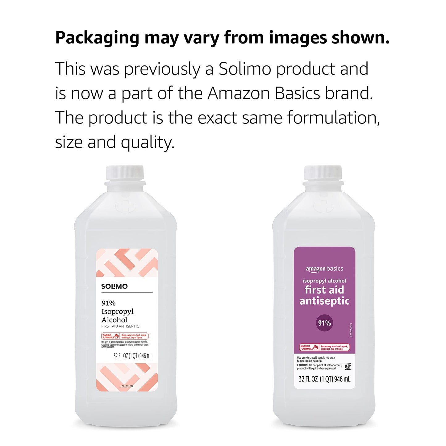 Amazon Basics 91% Isopropyl Alcohol First Aid Antiseptic Liquid, Unflavored, 32 Fl Oz (Pack of 6) (Previously Solimo)