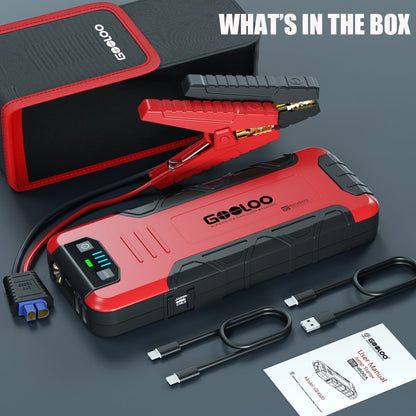 GOOLOO 4500A Car Battery Jump Starter, (for 10L Gas or Upto 8L Diesel) Powerful Car Jump Starter with USB Quick Charge, 12V Jump Pack with LED Light