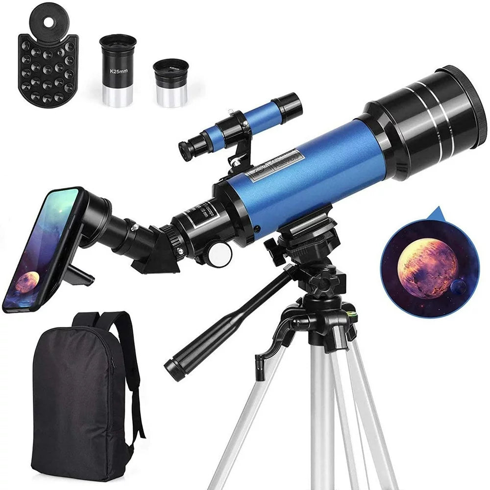 TELMU Telescope, 70mm Aperture 400mm AZ Mount Astronomical Refracting