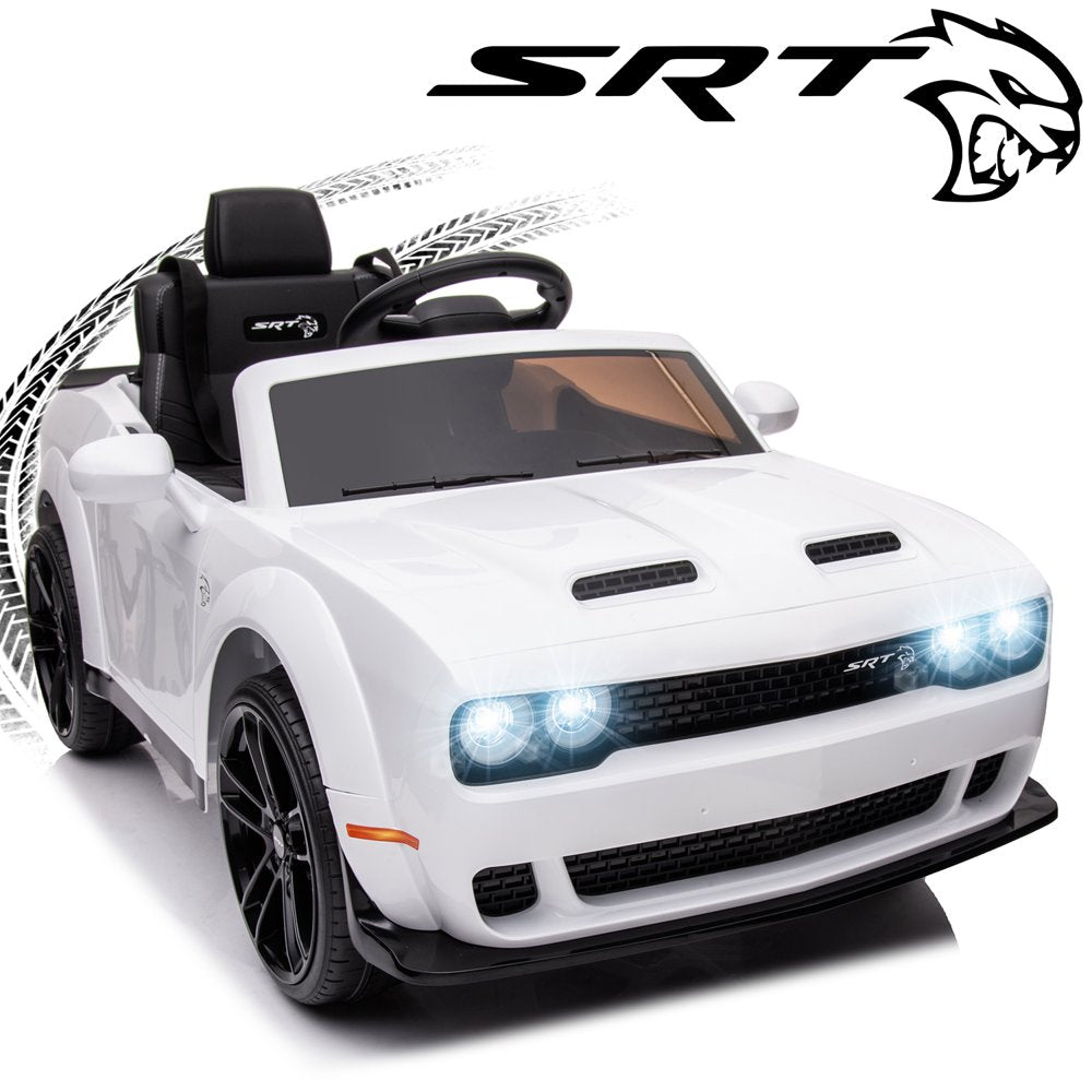 Dodge Challenger 12 V Powered Ride on Car with Remote Control, SRT Hellcat Toys for Kids, Black