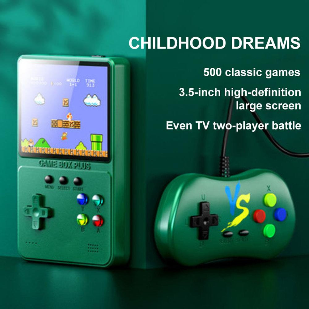 Handheld Game Console Portable Rechargeable Retro Video Game Console Support for Connecting TV and Two Players Green