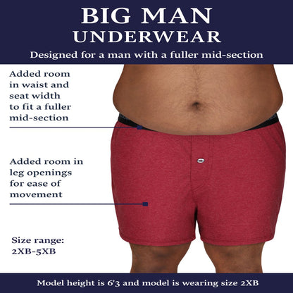 Fruit of the Loom Big Men's Knit Boxers, 6 Pack, Sizes 2XB-5XB