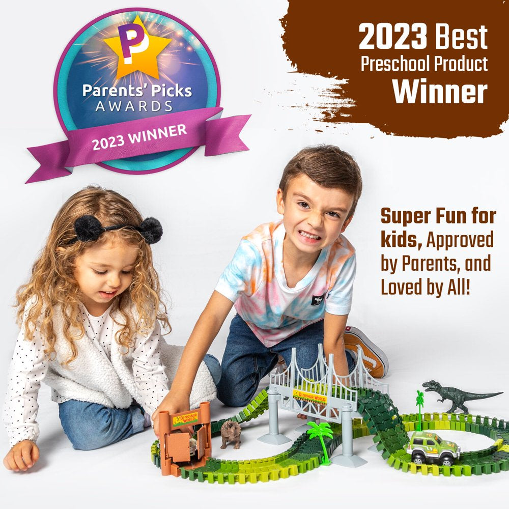 JitteryGit Dinosaur Toys Race Car Track STEM Set | Christmas Gifts For Boys Girls Kids Ages 3 4 5 6 7 8 Years Old