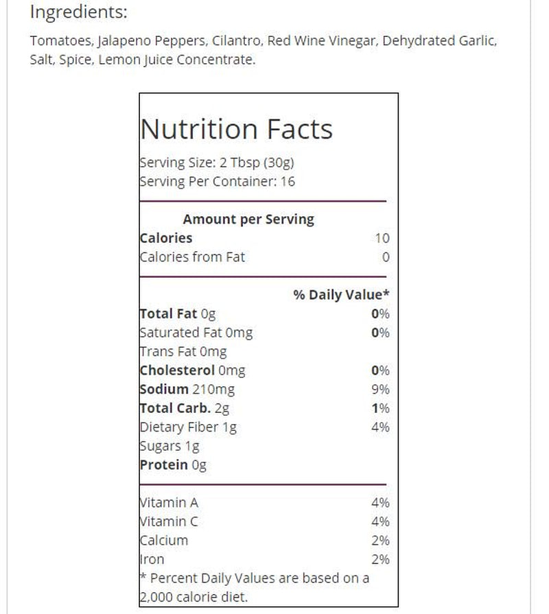 Mateo's Gourmet All Natural Salsa, Medium Heat, 16 Ounce Glass Jar