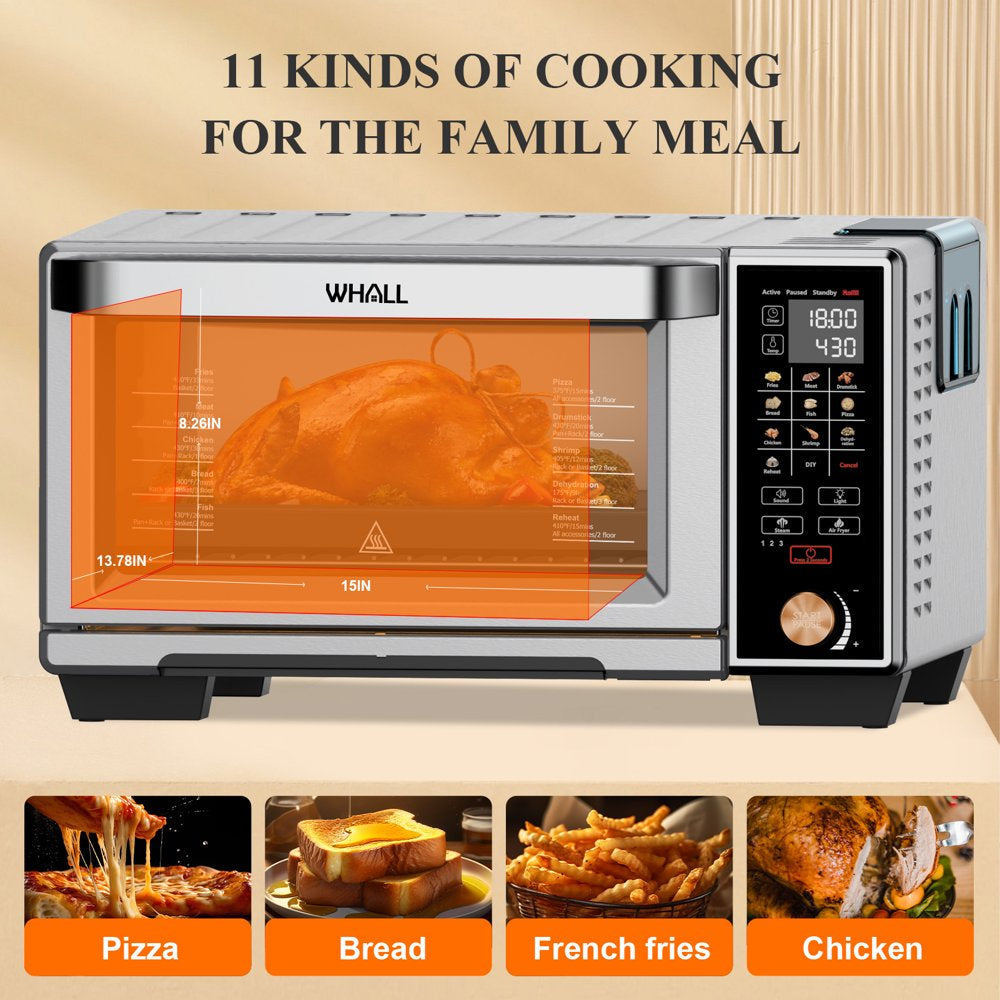 WHALL Air Fryer Toaster Oven - 30QT Convection Oven, 11-in-1 Steam Oven, Touchscreen, 4 Accessories