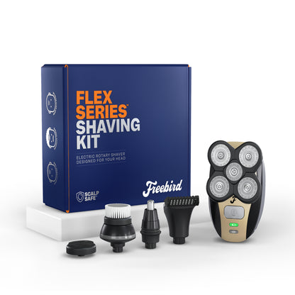 FlexSeries Shaving Kit from Freebird, Waterproof Head Shaver for Bald Men with 5 Shaving Attachments