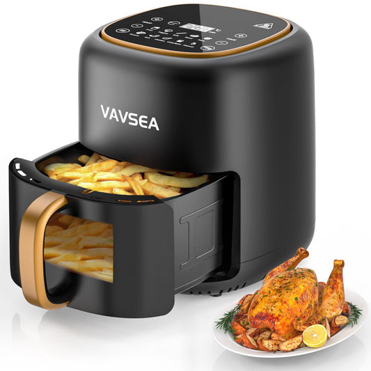 VAVSEA 6.5QT Air Fryer with Visible Cooking Window, 10-in-1 Digital Touch Large Airfryer Oven Cooker with Non-Stick Basket, Dishwasher Safe, 1600W