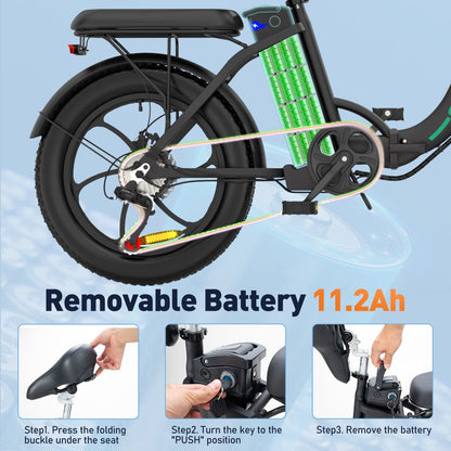 COLORWAY 500W Electric bicycles, 20x3.0in Fat Tire Eleictric Bike, 11.2Ah/36V E-Bike, 7-SHIMANO 19.9MPH Bicycle for Teenager and Adults-BK6M