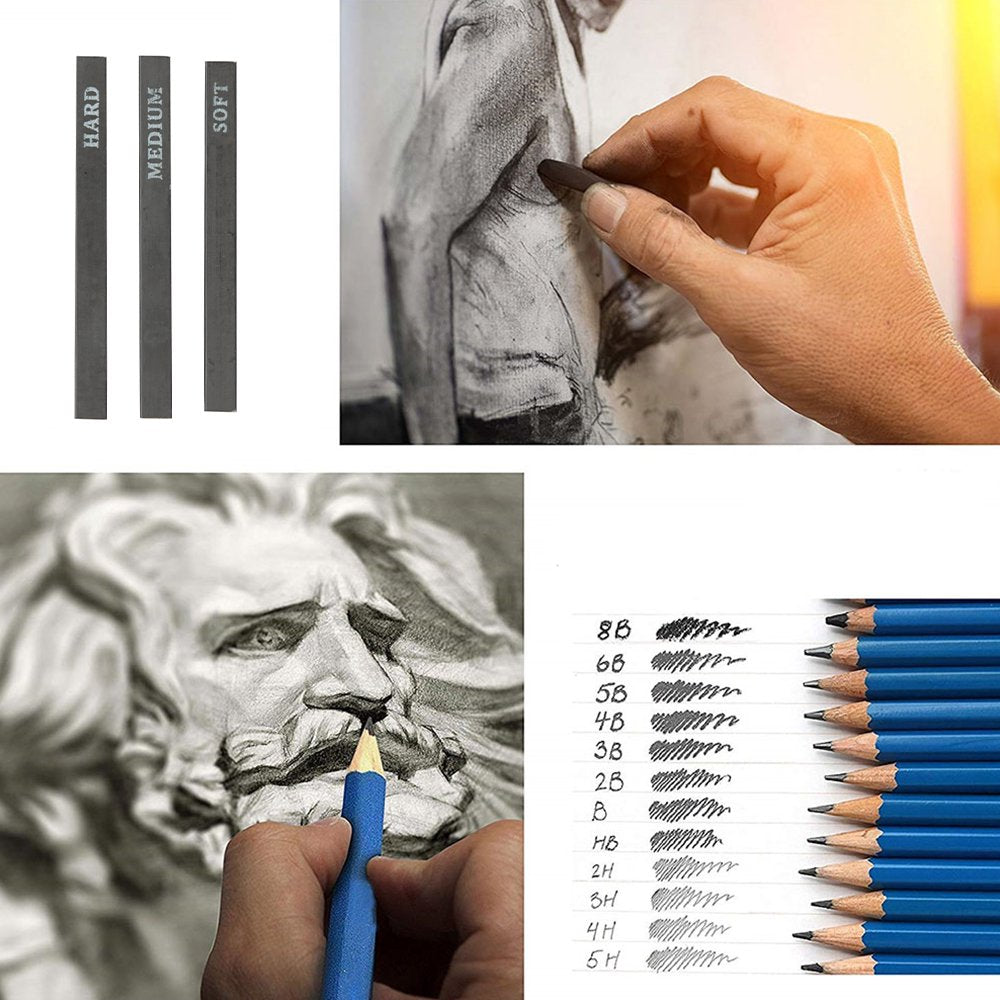 51 Pcs Drawing Set Sketching Kit, Pro Art Supplies Wood Pencil Sketching Pencils Art Sketch Painting Supplies for Artists Beginners Adults