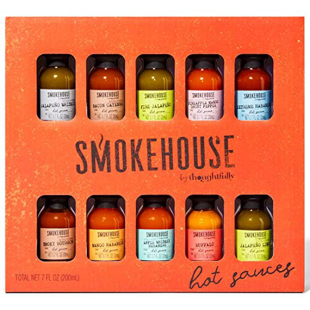 Smokehouse by Thoughtfully, Hot Sauce Gift Set, Variety of Natural Flavors, Set of 10