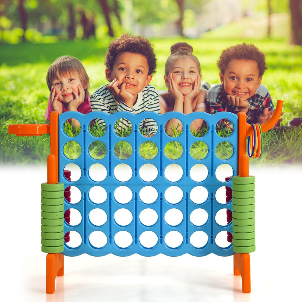 Costway 4-in-A Row Giant Game Set w/Basketball Hoop for Family Orange