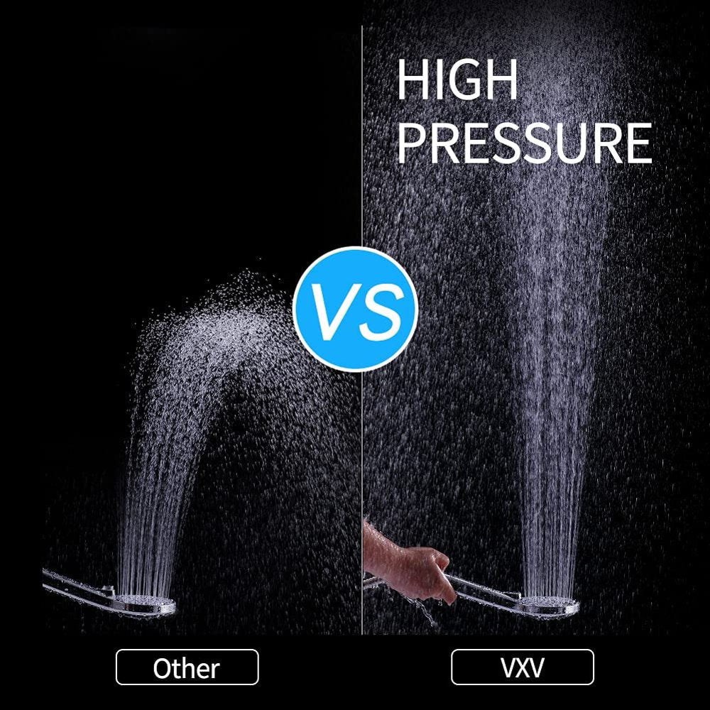 VXV Bathroom Handheld Shower Head with on off Switch, 6 Spray Setting Removable Hand Held Showerheads with 6 FT Stainless Steel Hose and Adjustable Angle Bracket(Chrome)