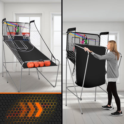 Costway Indoor Basketball Arcade Game Double Electronic Hoops shot 2 Player W/ 4 Balls