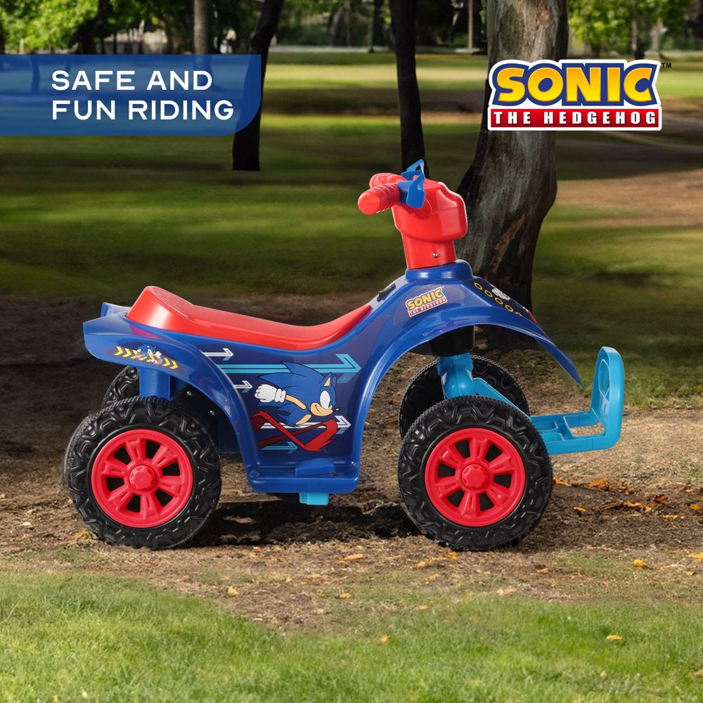 Licensed Sonic the Hedgehog 6V Battery Powered Ride on ATV for Children Ages 2-5 Years Old, Blue