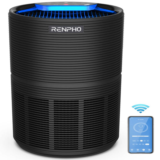 RENPHO Wifi Air Purifier for Home Large Room 1440 Sq.Ft, Air Purifier with H13 True HEPA Filter, Air Cleaner for Allergies Pet Dander, Eliminates Pollen, Dust, Odor, 100% Ozone Free