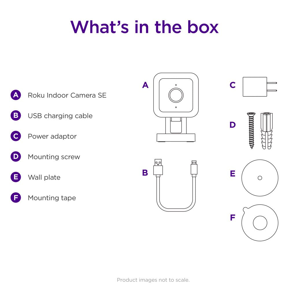 Roku Smart Home Indoor Camera SE Wi-Fi - Wired Security Camera; Motion & Sound Detection