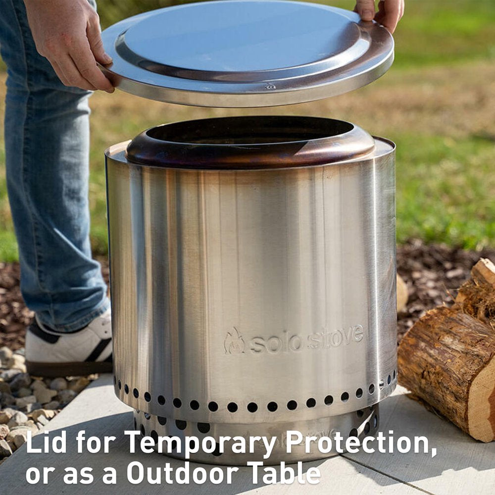 Solo Stove Bonfire Essential Bundle 2.0 | Incl. Smokeless Fire Pit, Stand, Lid, Camping Accessories, Portable for Wood Burning, Removable Ash Pan, Stainless Steel, H: 16.75in x Dia: 19.5in, 21.75lbs