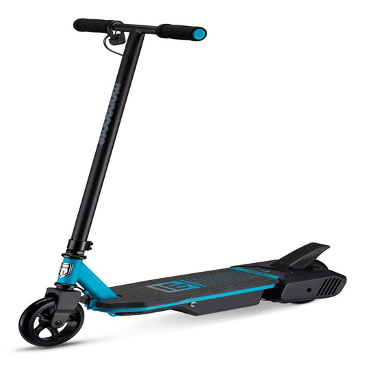 Mongoose React E1 Electric Scooter for Kids 8+, 6 mph, Black and Blue