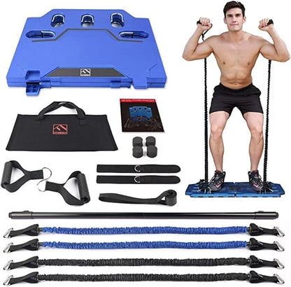  Portable Home Gym - Exercise Equipment with Resistance Bands Bar, Muscle Build Workout Equipment, Full-Body Fitness Equipment