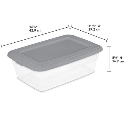 Sterilite Set of (4) 12 Qt. Storage Boxes Plastic, Titanium