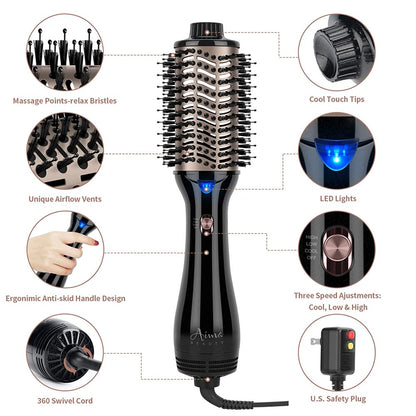 Hair Dryer Brush & Aima Beauty One-Step Volumizer Hot Air Brush, Black Blow Dryer Brush