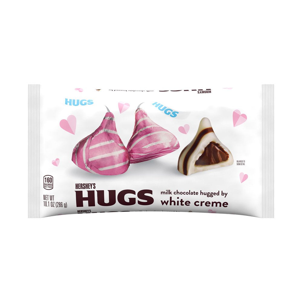 Hershey's Hugs Milk Chocolate and White Creme Valentine's Day Candy, Bag 10.1 oz