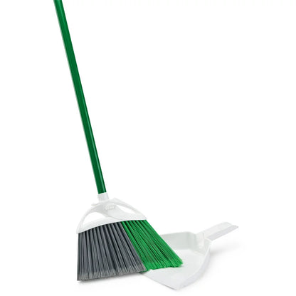 Libman Precision Angle Broom Dustpan Green Electrostatic Powder Coated Steel Handel PET Broom Fibers