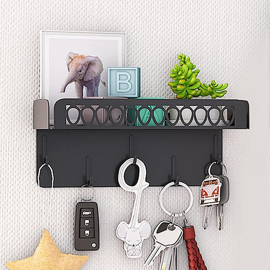 Key Holder for Wall Decorative with 5 Key Hooks, Mail and Key Ring Organizer, Key Hooks with Tray Techvida